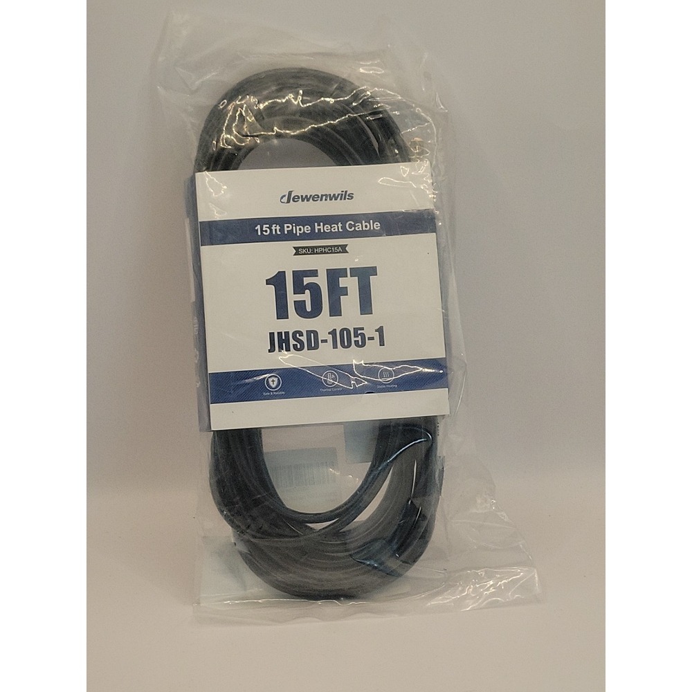 New Dewenwils 15Ft. Pipe Heat Cable  #JHSD-105-1 Sku #HPHC15A Pipe Freeze Protec